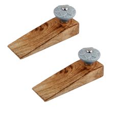 2 Pieces Grey Wheel Flower Ceramic Wooden Door Stopper